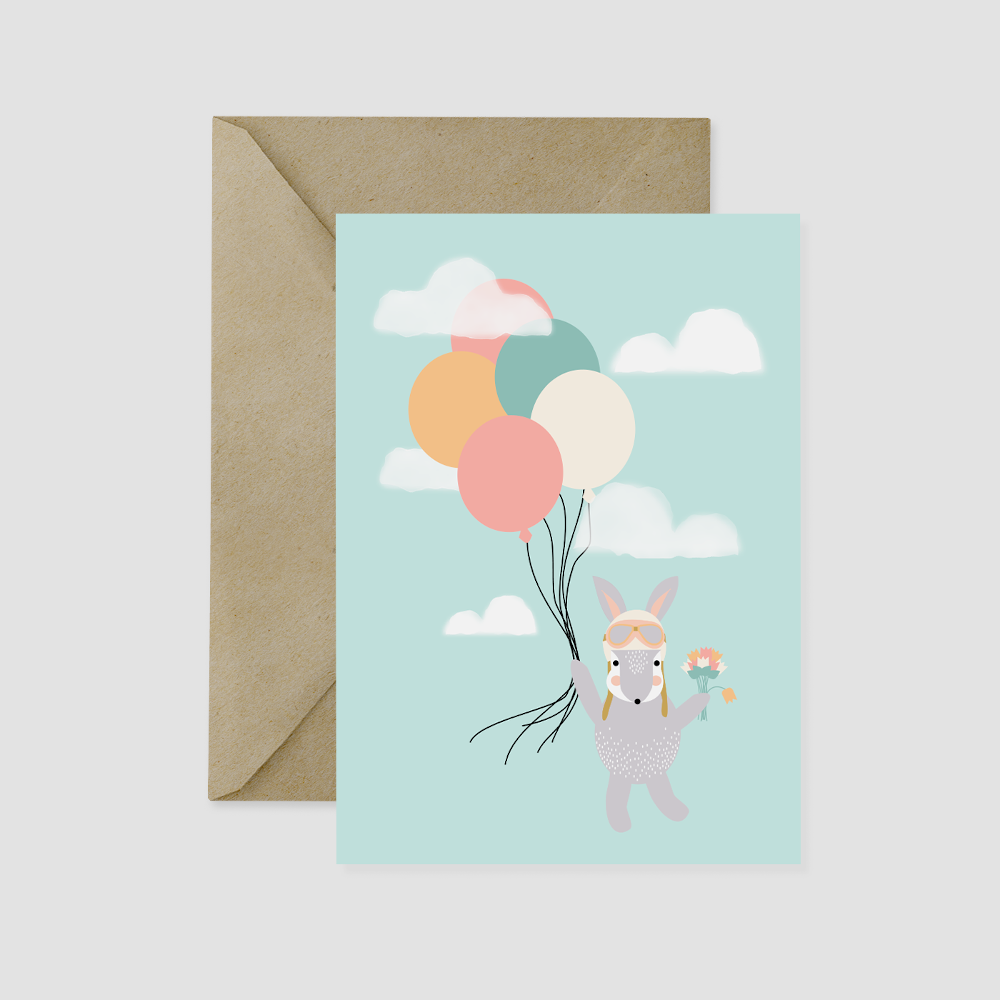 Bunny and Balloons Card